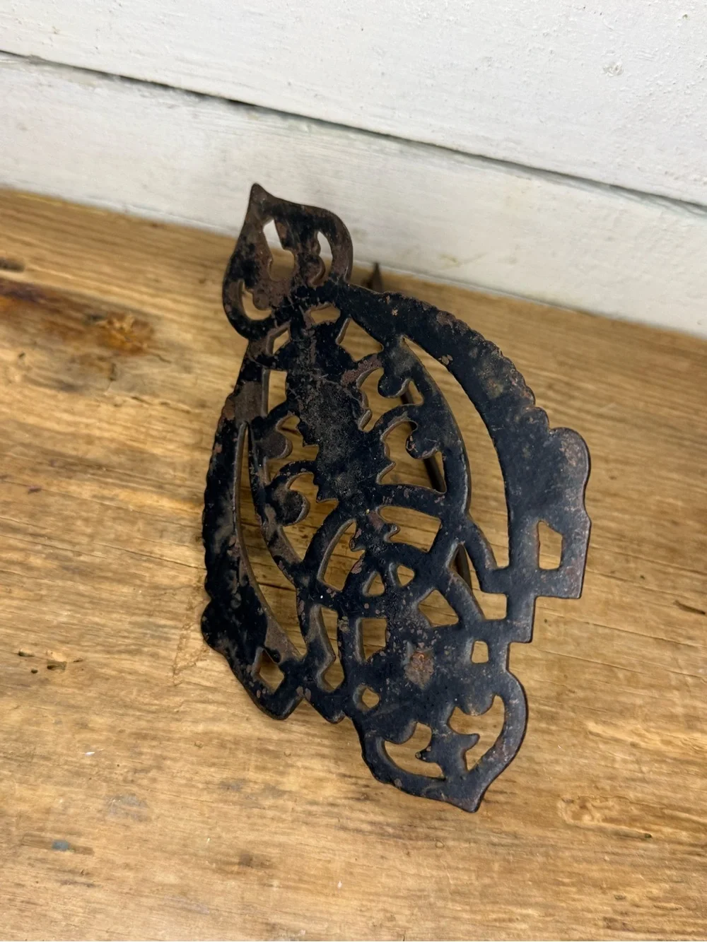 Old antique Ornate Victorian Cast Iron Wall Mount Receipt Holder Hook Hanger